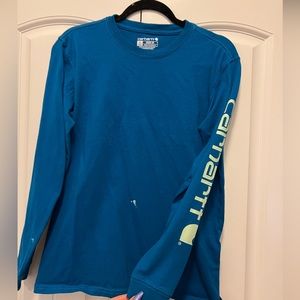 Blue Carhartt Logo Long Sleeve Top